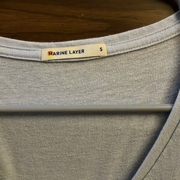 Marine Layer Short Sleeved V Neck Tee in Light Blue, Small - Picture 4 of 6